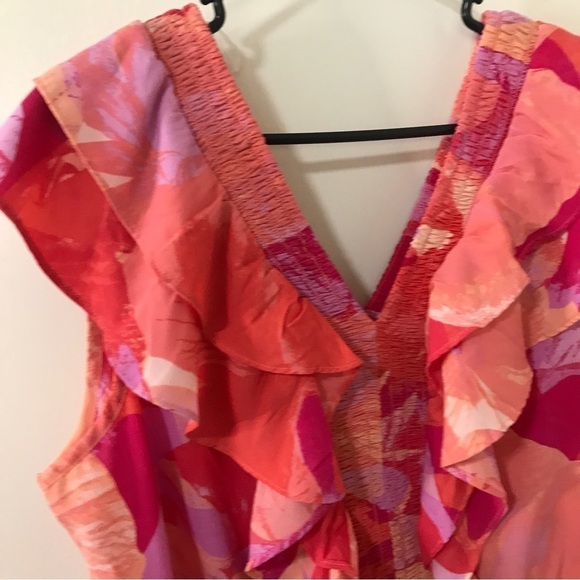 3/$15*New* Sofia Vergara smocked frame ruffle top Peach amber Pomona petals XXXL - Picture 7 of 12